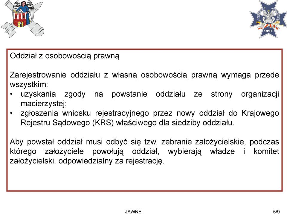 Rejestru Sądowego (KRS) właściwego dla siedziby oddziału. Aby powstał oddział musi odbyć się tzw.