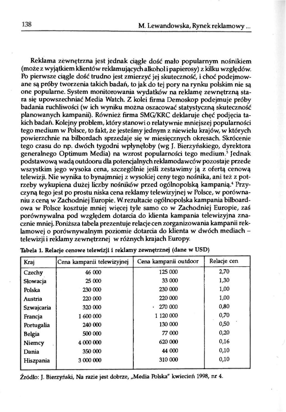 System monitorowania wydatków na reklamę zewnętrzną stara się upowszechniać Media Watch.