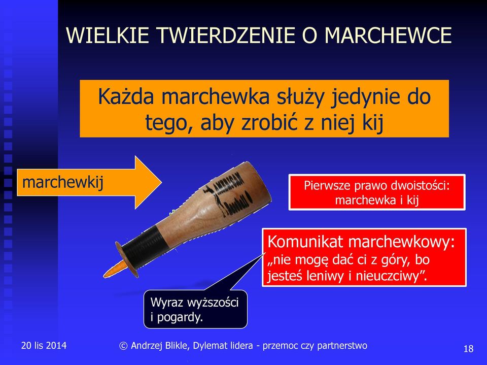 dwoistości: marchewka i kij Komunikat marchewkowy: nie mogę dać