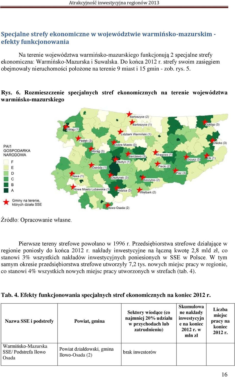 Rozmieszczenie specjalnych stref ekonomicznych na terenie województwa warmińsko-mazurskiego Źródło: Opracowanie własne. Pierwsze tereny strefowe powołano w 1996 r.