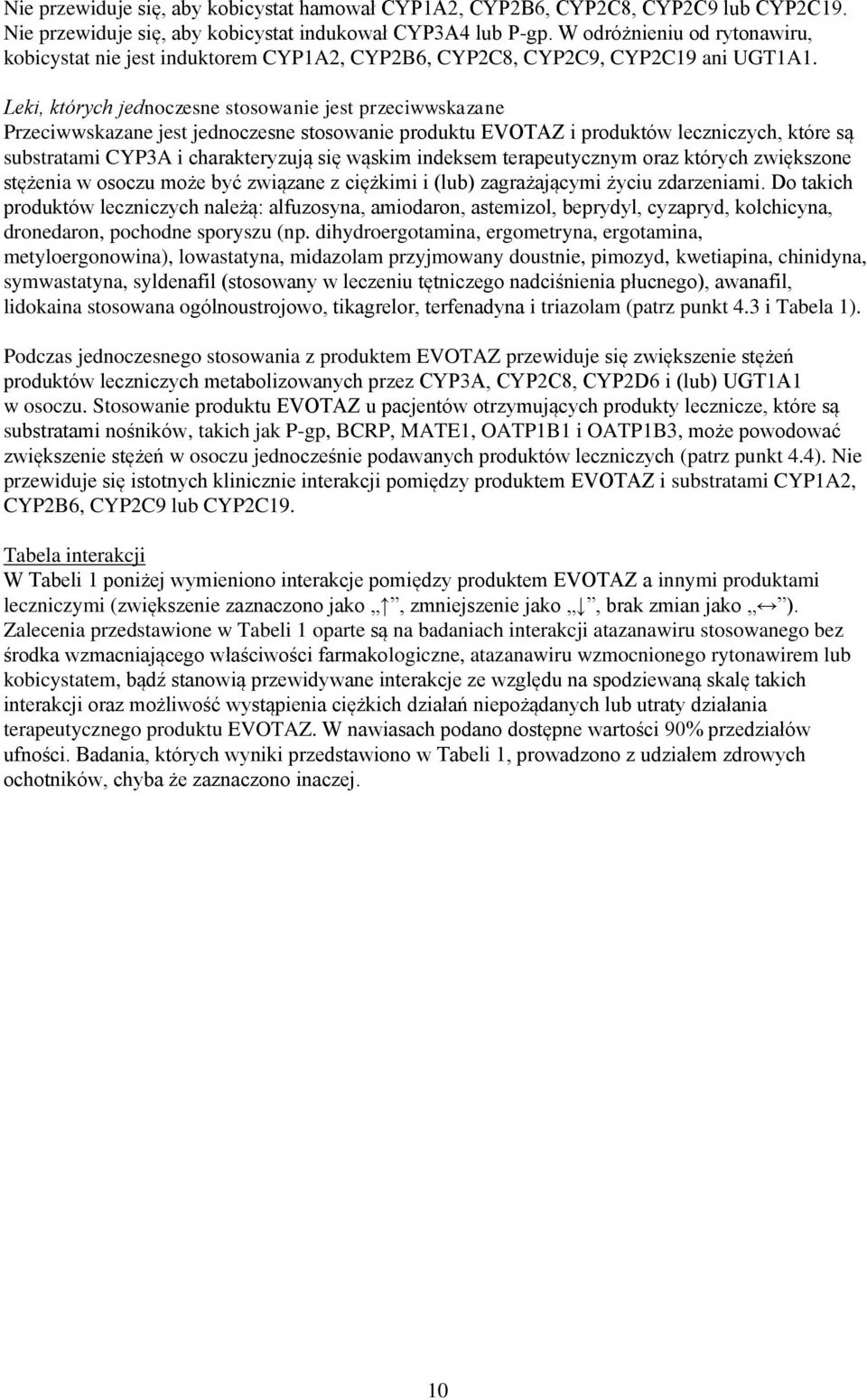 Leki, których jednoczesne stosowanie jest przeciwwskazane Przeciwwskazane jest jednoczesne stosowanie produktu EVOTAZ i produktów leczniczych, które są substratami CYP3A i charakteryzują się wąskim