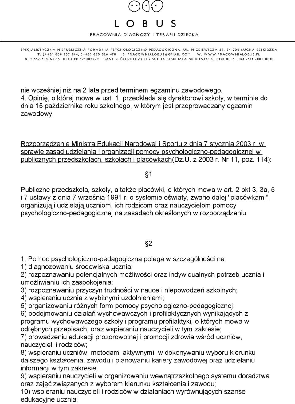 Rozporządzenie Ministra Edukacji Narodowej i Sportu z dnia 7 stycznia 2003 r.