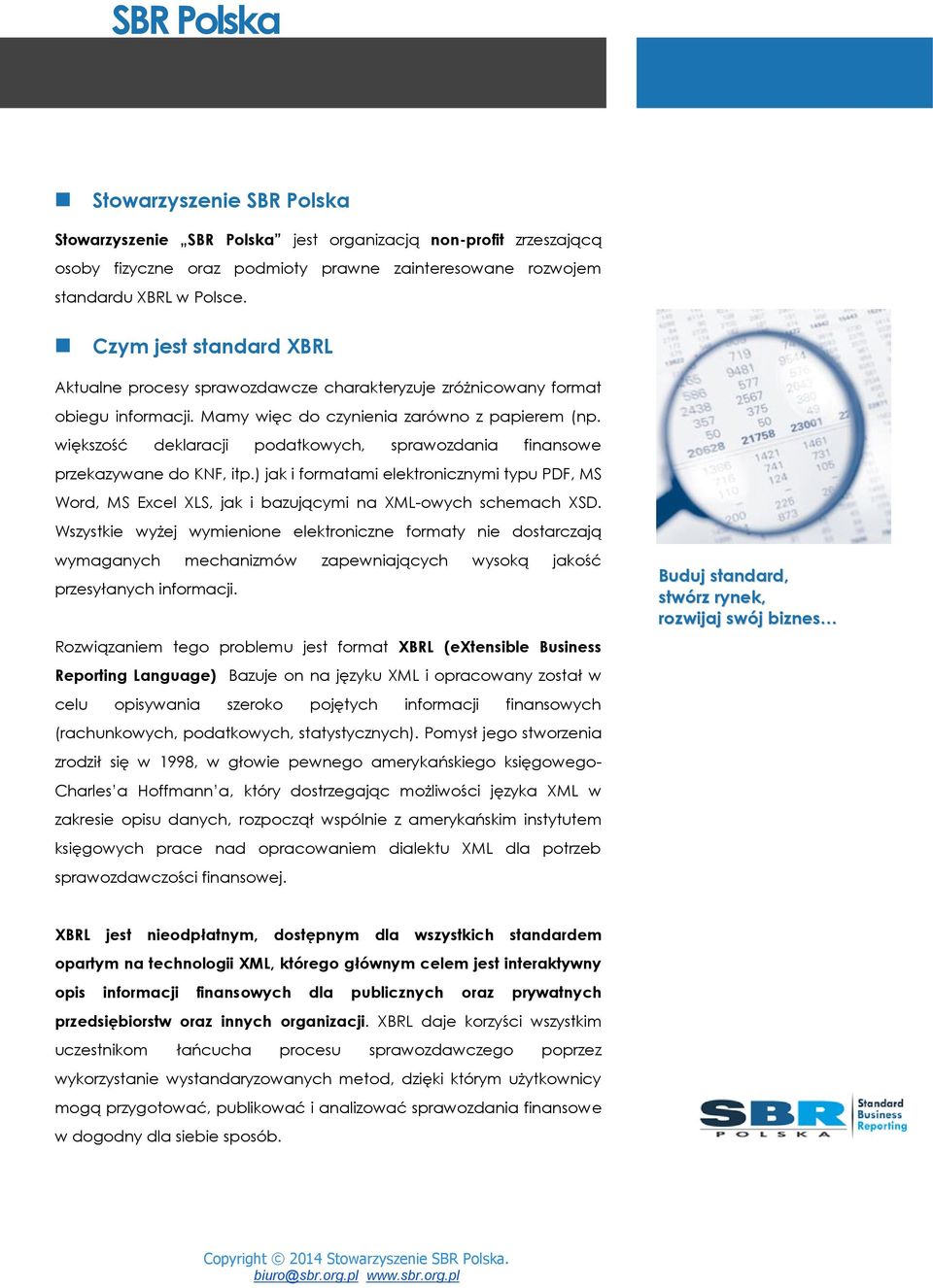 większość deklaracji podatkowych, sprawozdania finansowe przekazywane do KNF, itp.) jak i formatami elektronicznymi typu PDF, MS Word, MS Excel XLS, jak i bazującymi na XML-owych schemach XSD.