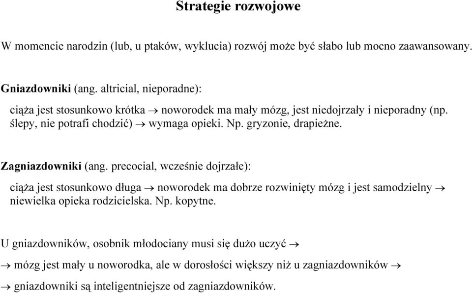 gryzonie, drapieżne. Zagniazdowniki (ang.