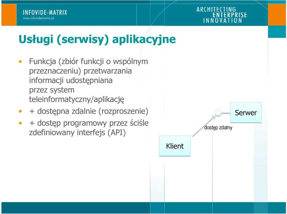 teleinformatyczny/aplikację + dostępna zdalnie (rozproszenie) +