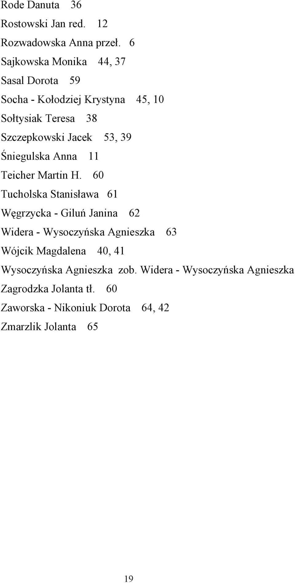 53, 39 Śniegulska Anna 11 Teicher Martin H.