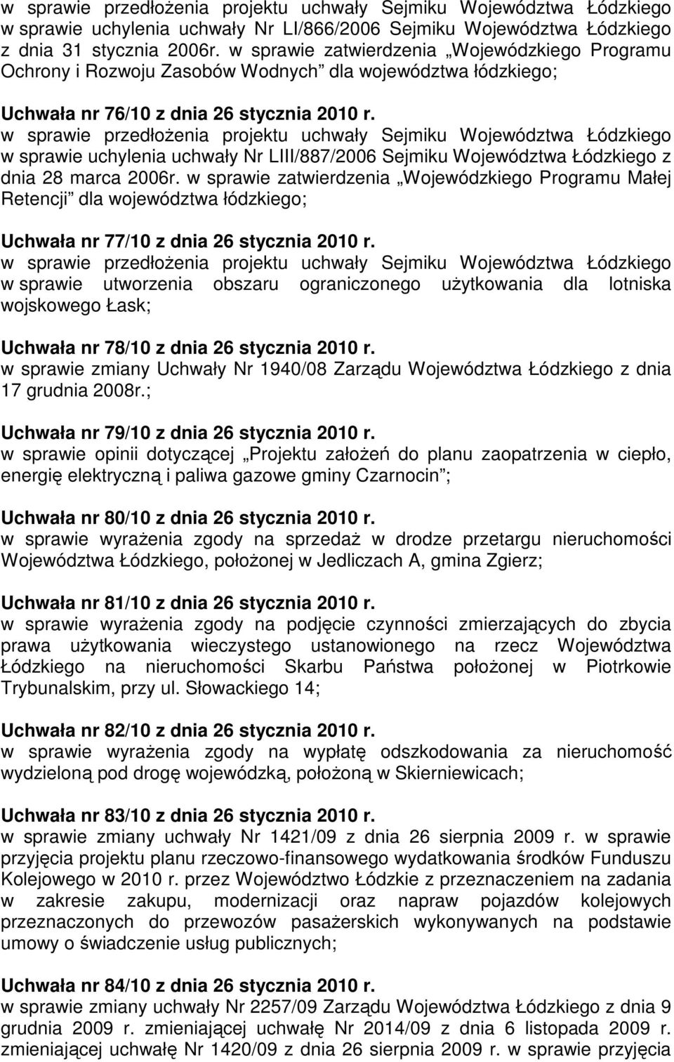 w sprawie uchylenia uchwały Nr LIII/887/2006 Sejmiku Województwa Łódzkiego z dnia 28 marca 2006r.