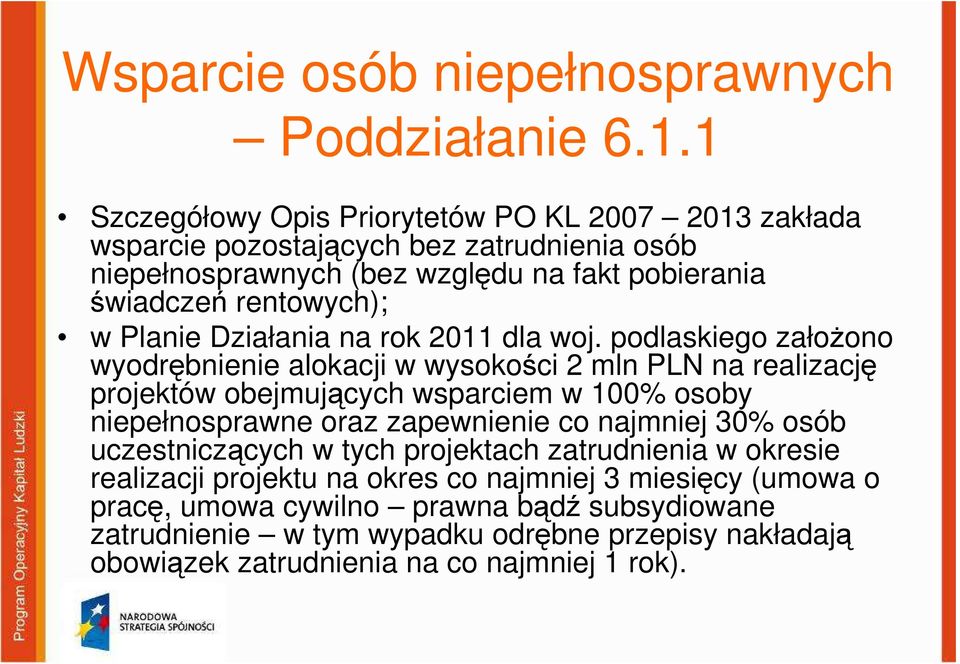 Planie Działania na rok 2011 dla woj.