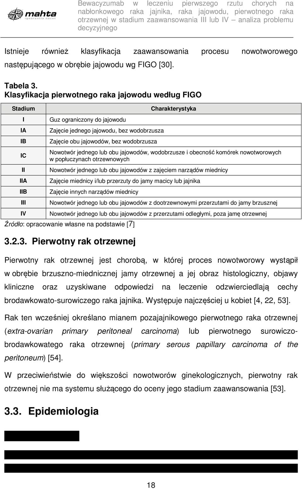 Charakterystyka Nowotwór jednego lub obu jajowodów, wodobrzusze i obecność komórek nowotworowych w popłuczynach otrzewnowych Nowotwór jednego lub obu jajowodów z zajęciem narządów miednicy Zajęcie