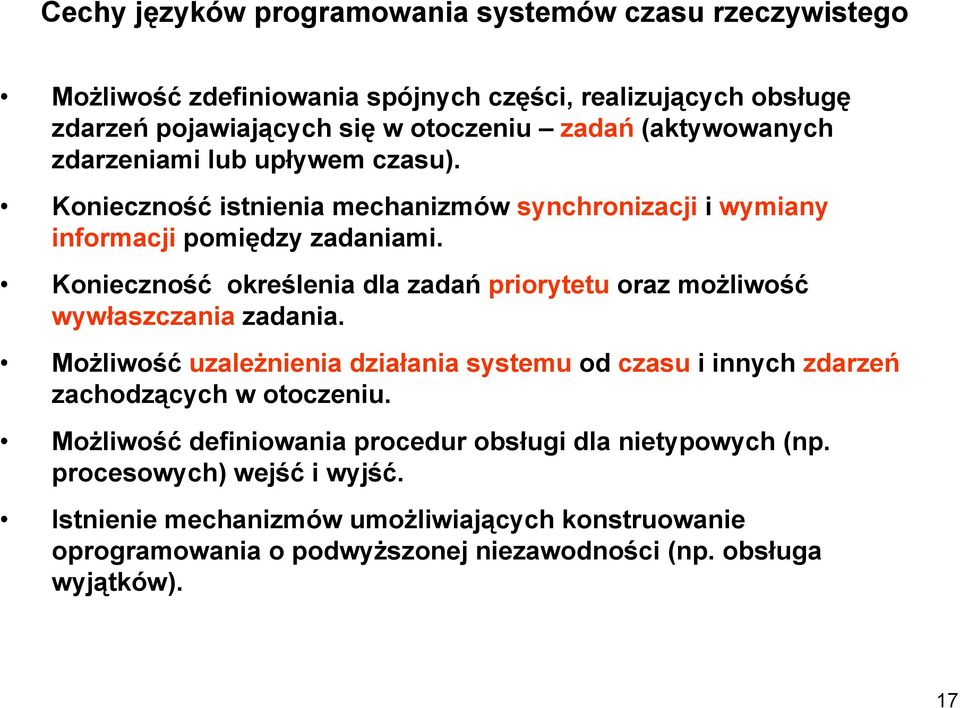 Konieczność określenia dla zadań priorytetu oraz możliwość wywłaszczania zadania.