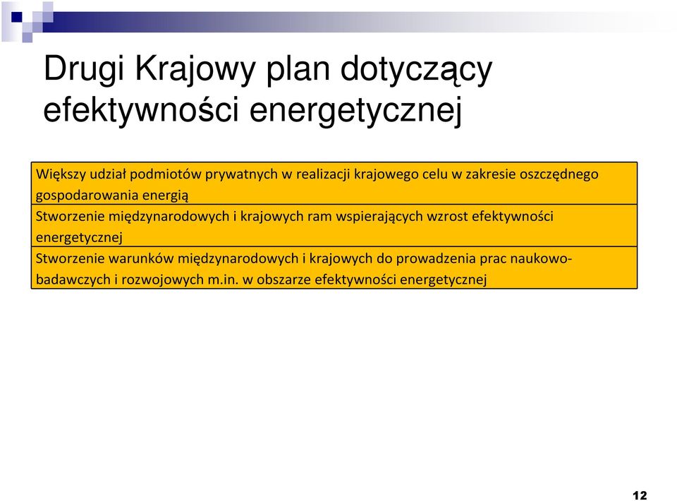 i krajowych ram wspierających wzrost efektywności energetycznej Stworzenie warunków międzynarodowych