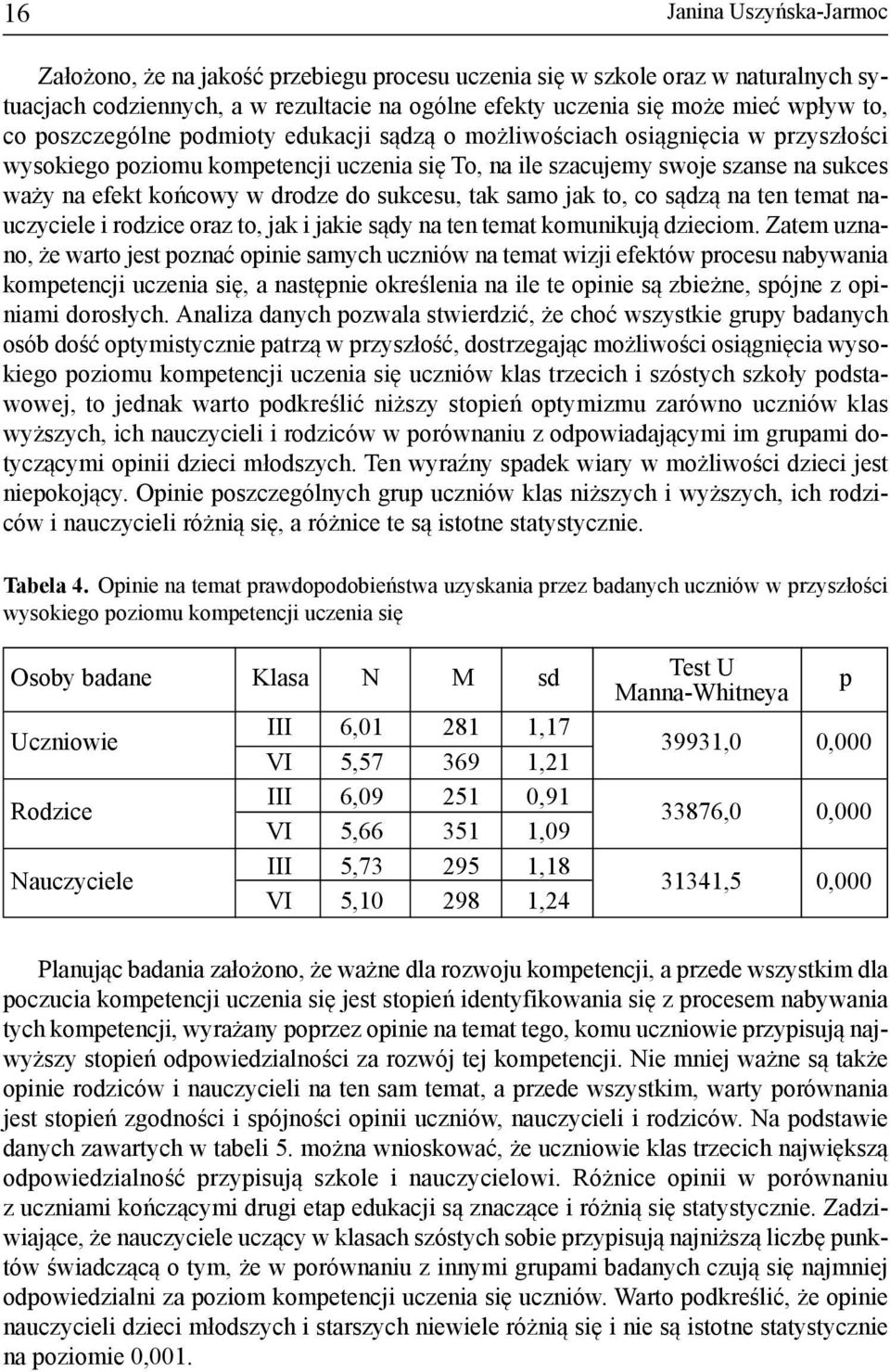 szan se na suk ces wa ży na efekt koń co wy w dro dze do suk ce su, tak sa mo jak to, co są dzą na ten te mat na - uczy cie le i ro dzi ce oraz to, jak i ja kie są dy na ten te mat ko mu ni ku ją