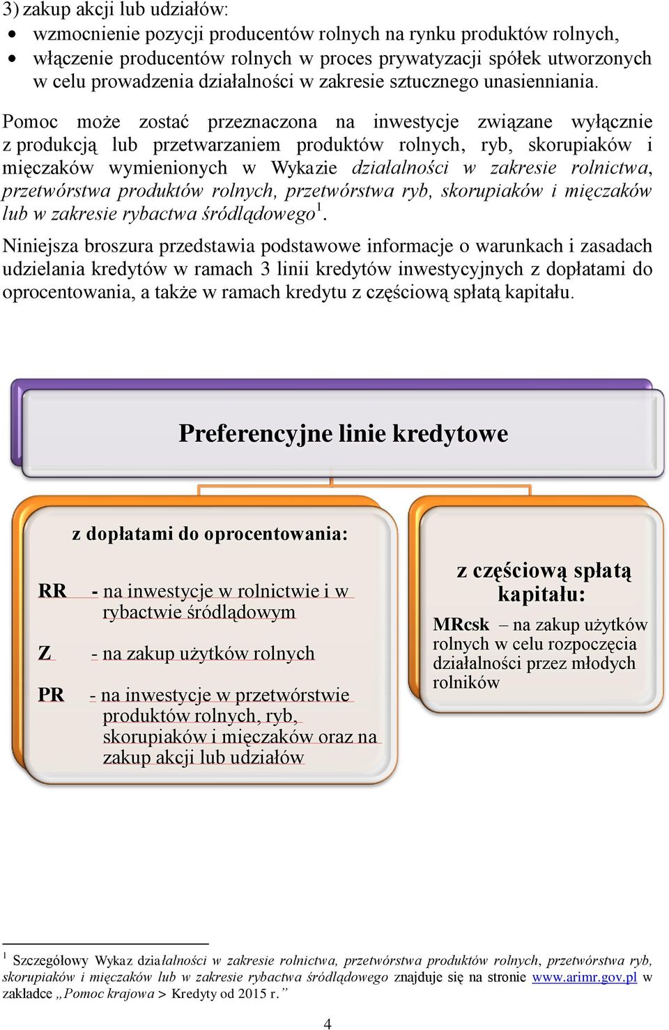 Pomoc może zostać przeznaczona na inwestycje związane wyłącznie z produkcją lub przetwarzaniem produktów rolnych, ryb, skorupiaków i mięczaków wymienionych w Wykazie działalności w zakresie