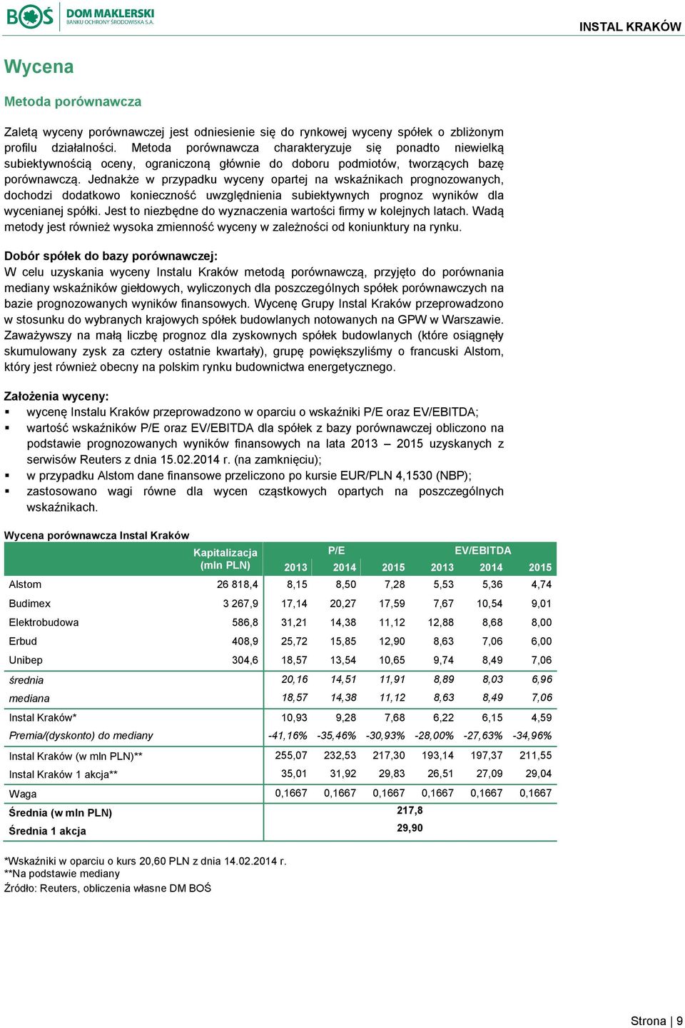 Jednakże w przypadku wyceny opartej na wskaźnikach prognozowanych, dochodzi dodatkowo konieczność uwzględnienia subiektywnych prognoz wyników dla wycenianej spółki.