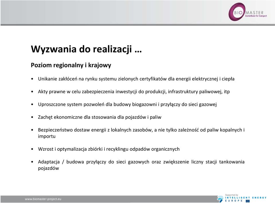 Zachęt ekonomiczne dla stosowania dla pojazdów i paliw Bezpieczeństwo dostaw energii z lokalnych zasobów, a nie tylko zależność od paliw kopalnych i importu