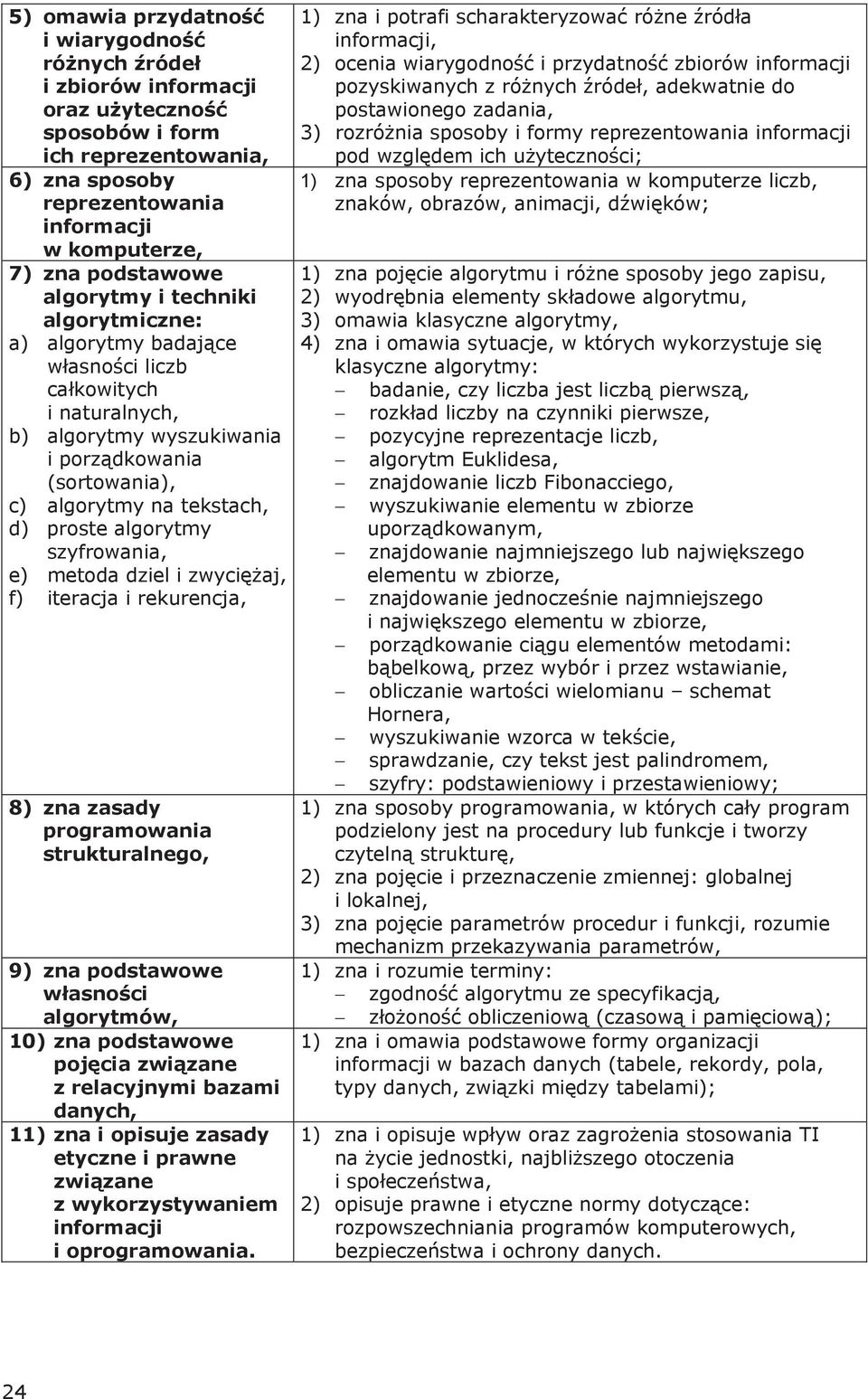 metoda dziel i zwyci aj, f) iteracja i rekurencja, 8) zna zasady programowania strukturalnego, 9) zna podstawowe w asno ci algorytmów, 10) zna podstawowe poj cia zwi zane z relacyjnymi bazami 11) zna