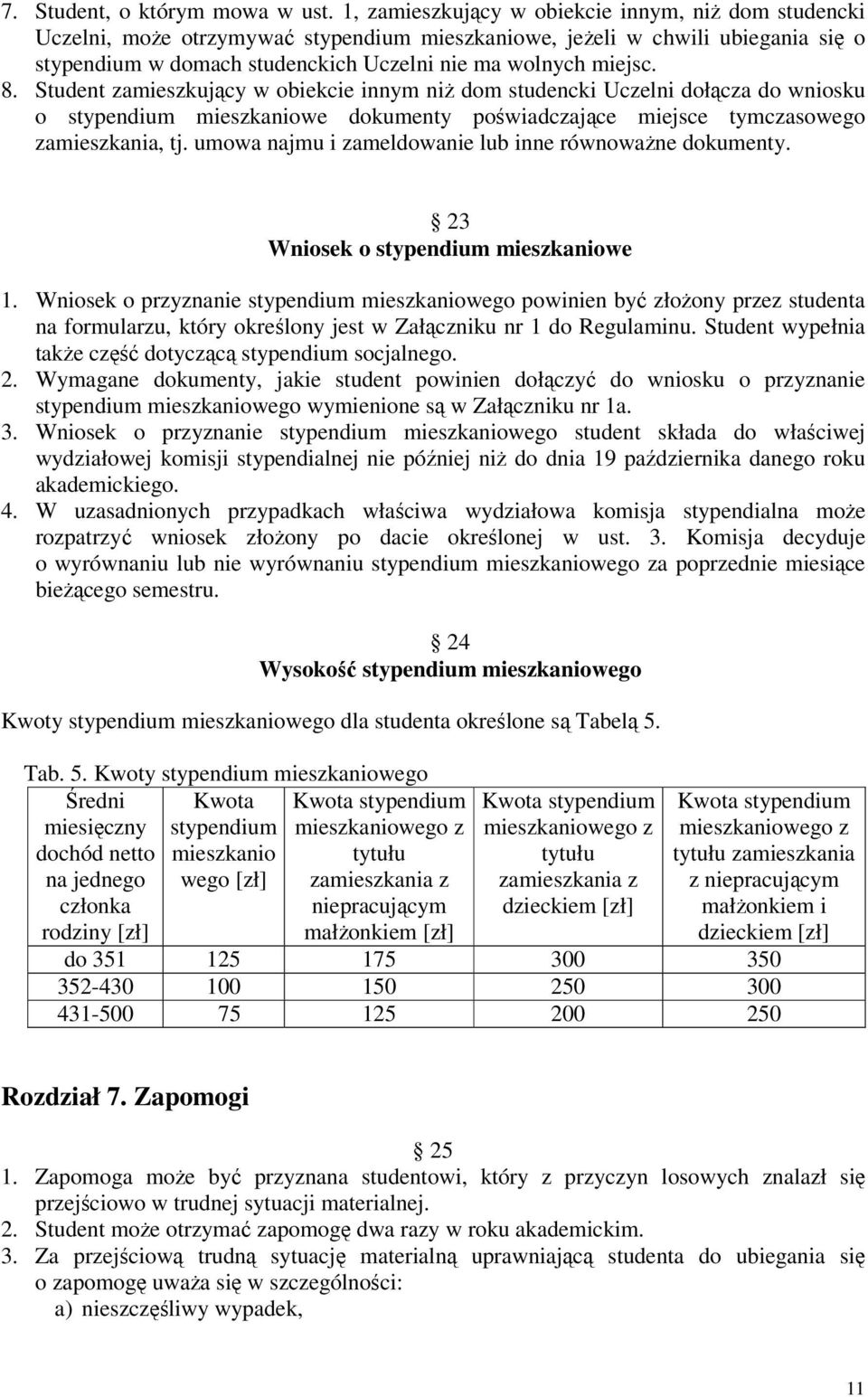 Student zamieszkujący w obiekcie innym niż dom studencki Uczelni dołącza do wniosku o stypendium mieszkaniowe dokumenty poświadczające miejsce tymczasowego zamieszkania, tj.