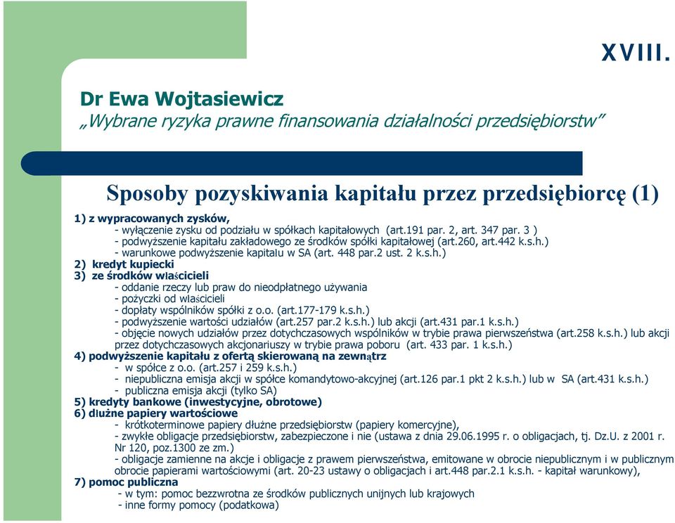 ) - warunkowe podwyższenie kapitału w SA (art. 448 par.2 ust. 2 k.s.h.