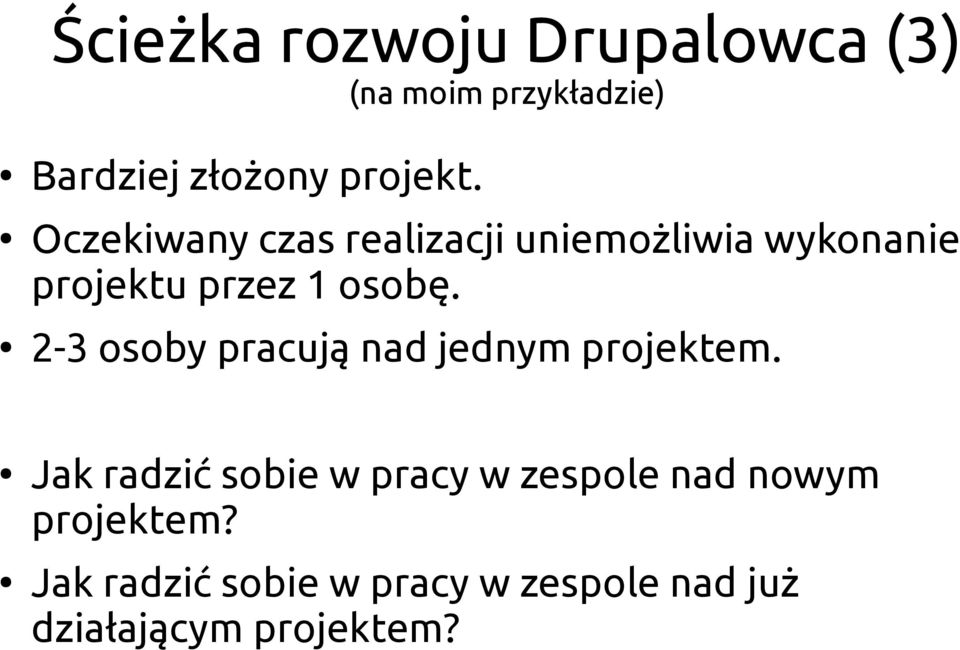 2-3 osoby pracują nad jednym projektem.