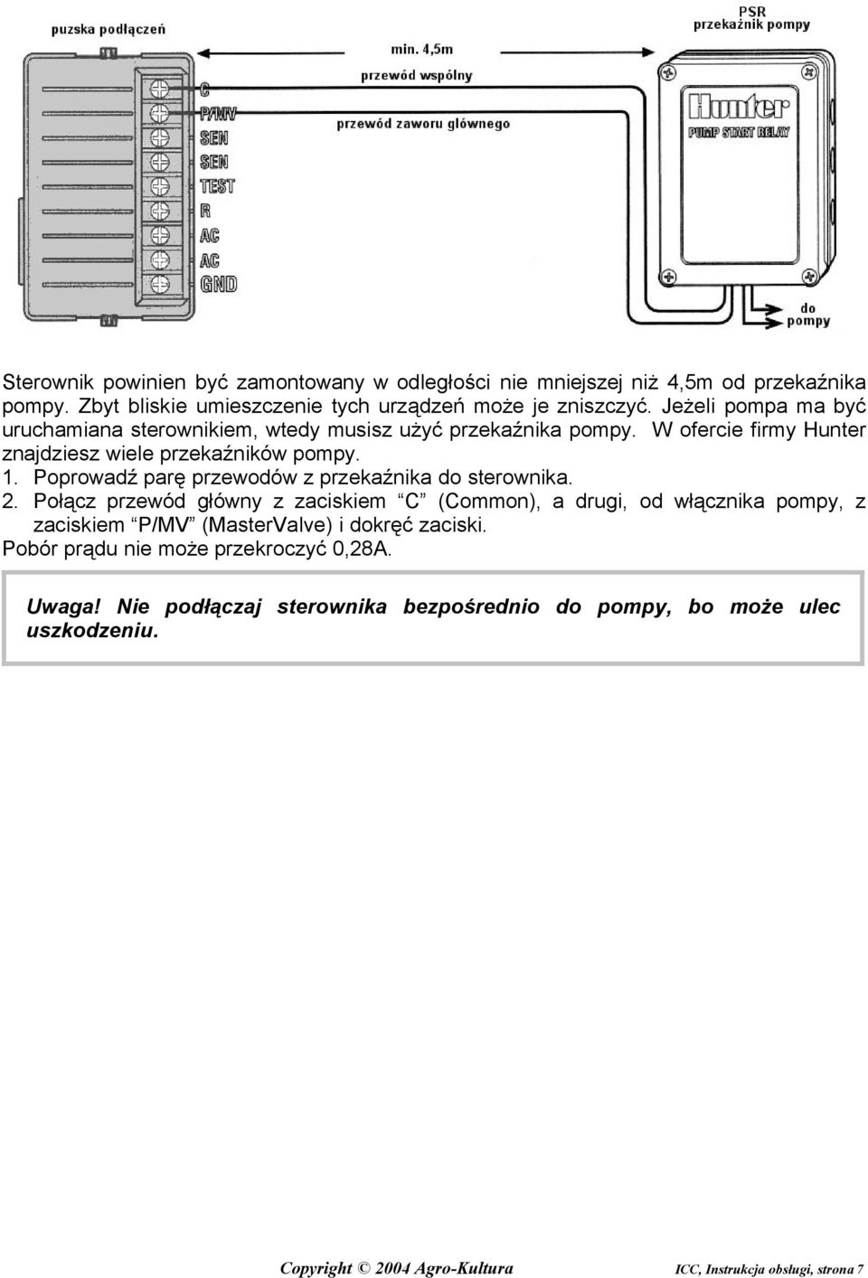 Poprowadź parę przewodów z przekaźnika do sterownika. 2.