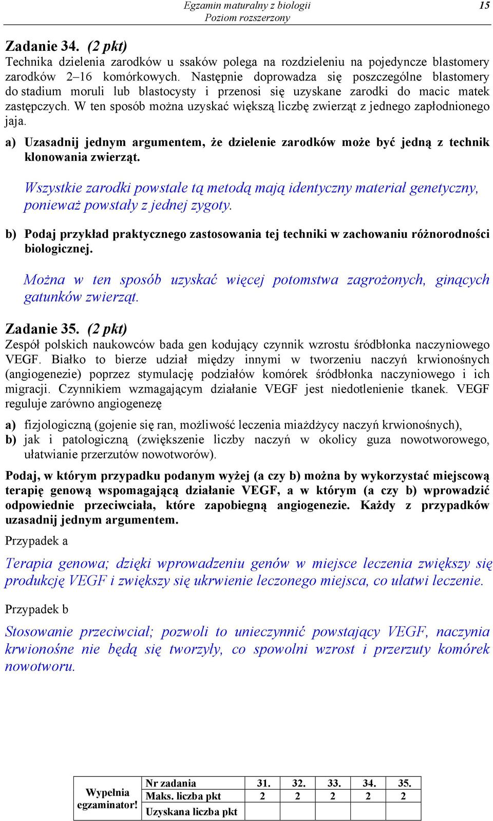 W ten sposób można uzyskać większą liczbę zwierząt z jednego zapłodnionego jaja. a) Uzasadnij jednym argumentem, że dzielenie zarodków może być jedną z technik klonowania zwierząt.