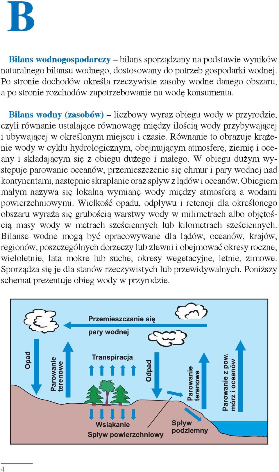 Bilans wodny (zasobów) liczbowy wyraz obiegu wody w przyrodzie, czyli równanie ustalające równowagę między ilością wody przybywającej i ubywającej w określonym miejscu i czasie.