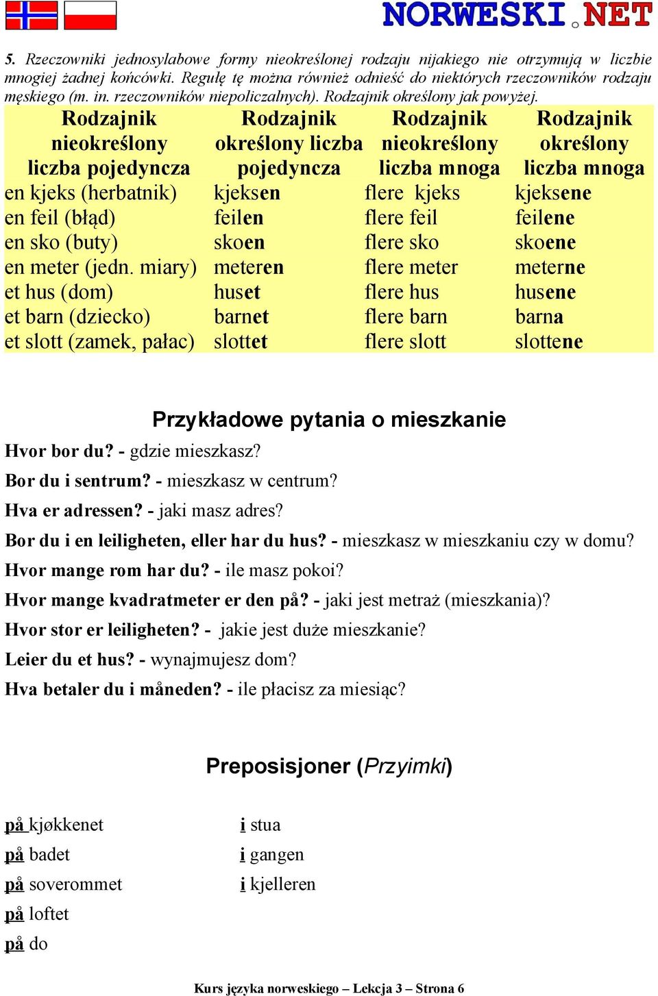 określony en kjeks (herbatnik) kjeksen flere kjeks kjeksene en feil (błąd) feilen flere feil feilene en sko (buty) skoen flere sko skoene en meter (jedn.