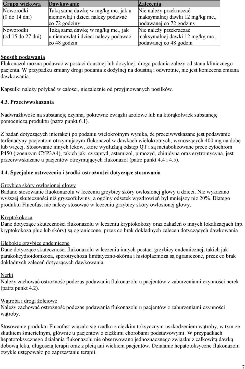 , jak u niemowląt i dzieci należy podawać co 48 godzin podawanej co 72 godziny Nie należy przekraczać maksymalnej dawki 12 mg/kg mc.