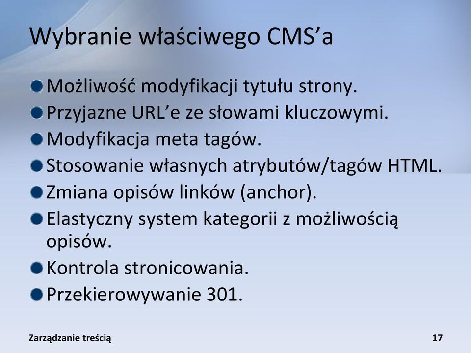 Stosowanie własnych atrybutów/tagów HTML. Zmiana opisów linków (anchor).