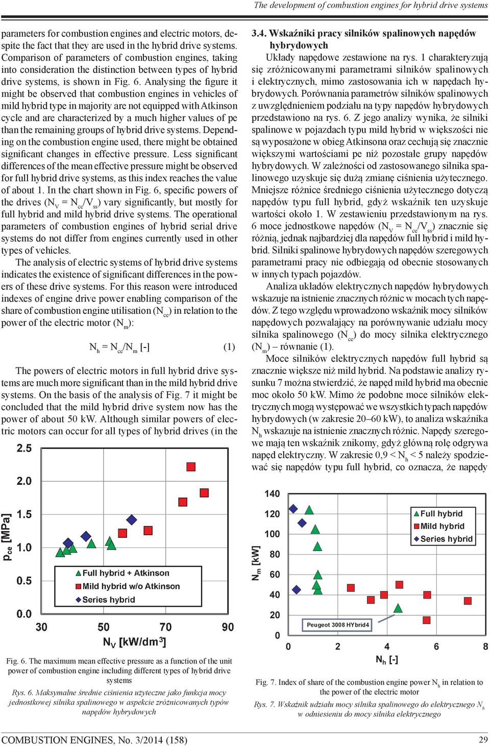 Analysing the figure it might be observed that combustion engines in vehicles of mild hybrid type in majority are not equipped with Atkinson cycle and are characterized by a much higher values of pe