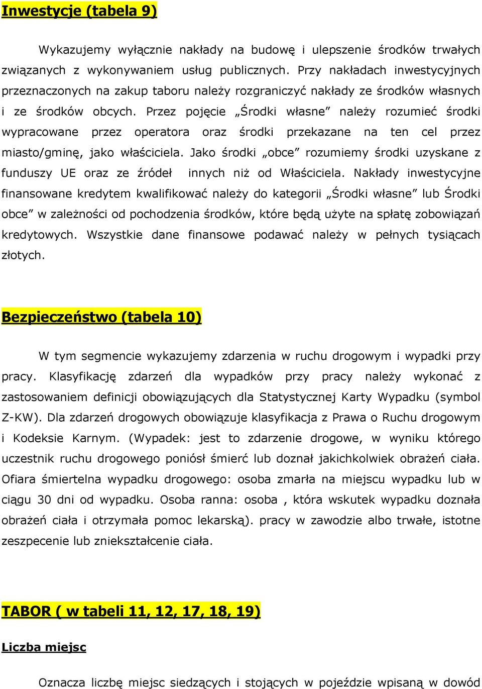 Przez pojęcie Środki własne należy rozumieć środki wypracowane przez operatora oraz środki przekazane na ten cel przez miasto/gminę, jako właściciela.