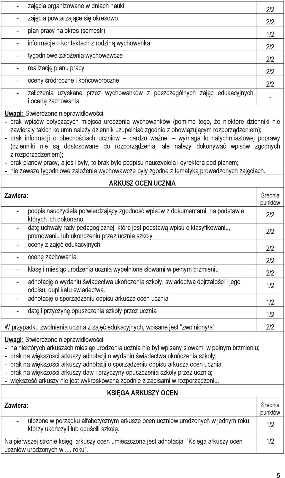wychowanków (pomimo tego, że niektóre dzienniki nie zawierały takich kolumn należy dziennik uzupełniać zgodnie z obowiązującym rozporządzeniem); - brak informacji o obecnościach uczniów bardzo ważne!