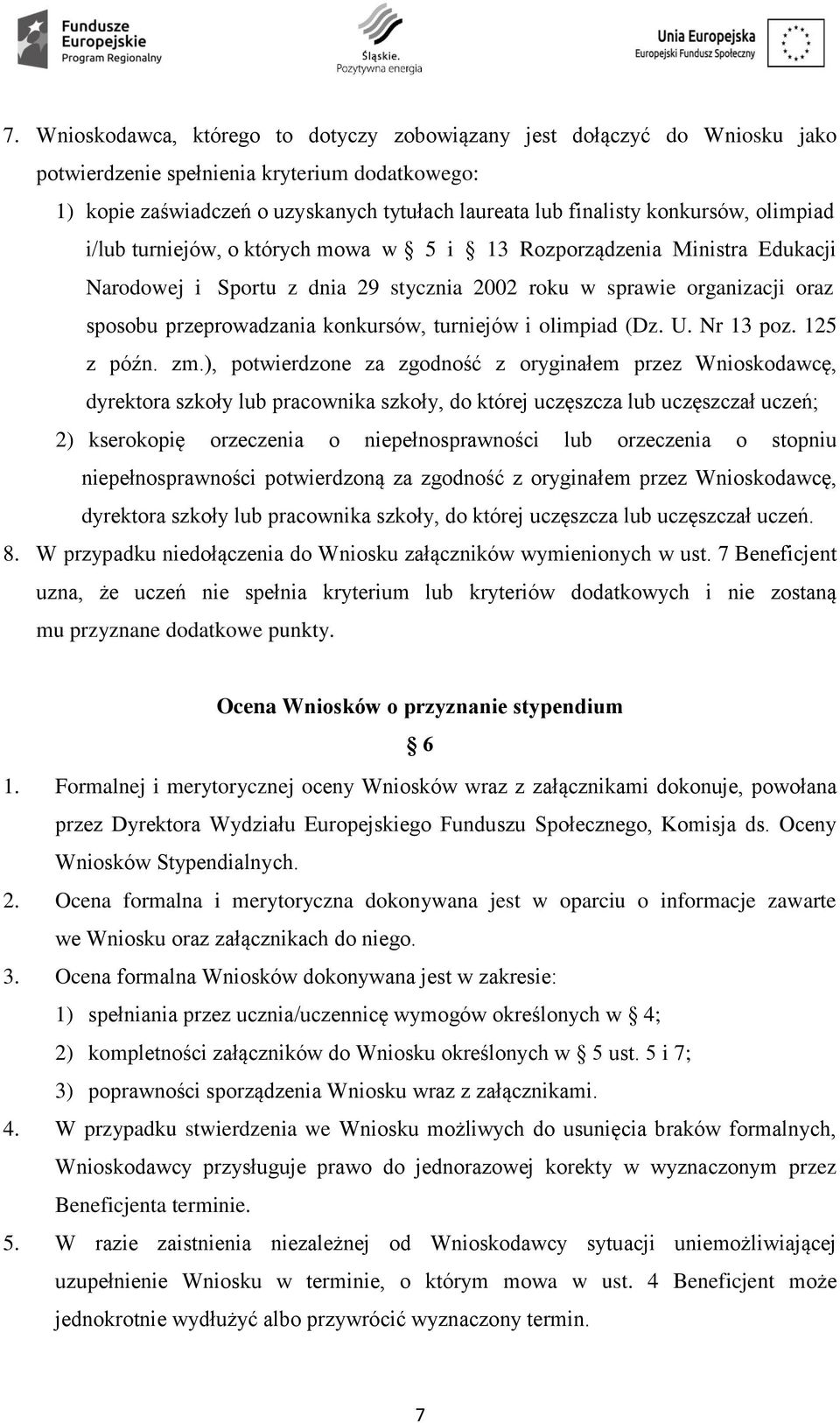 konkursów, turniejów i olimpiad (Dz. U. Nr 13 poz. 125 z późn. zm.