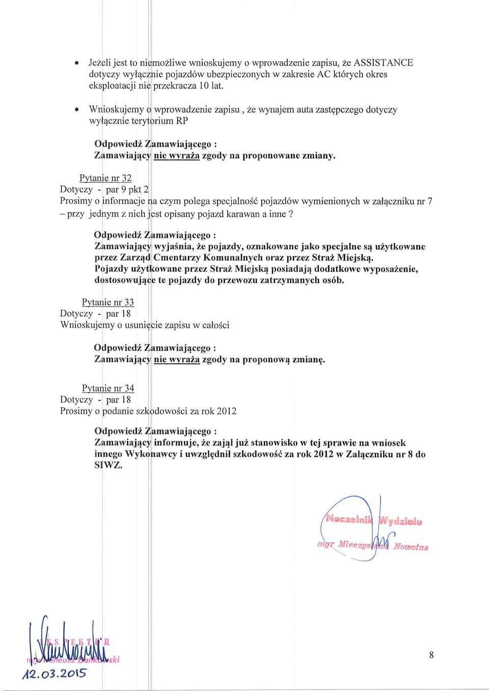 Dotyczy - par9pkt Prosimy o [nformacje -przy jedfvm znich OflnowiedZ Zlmawiai4 Plzez Zarz Pdjazdy ui O{.