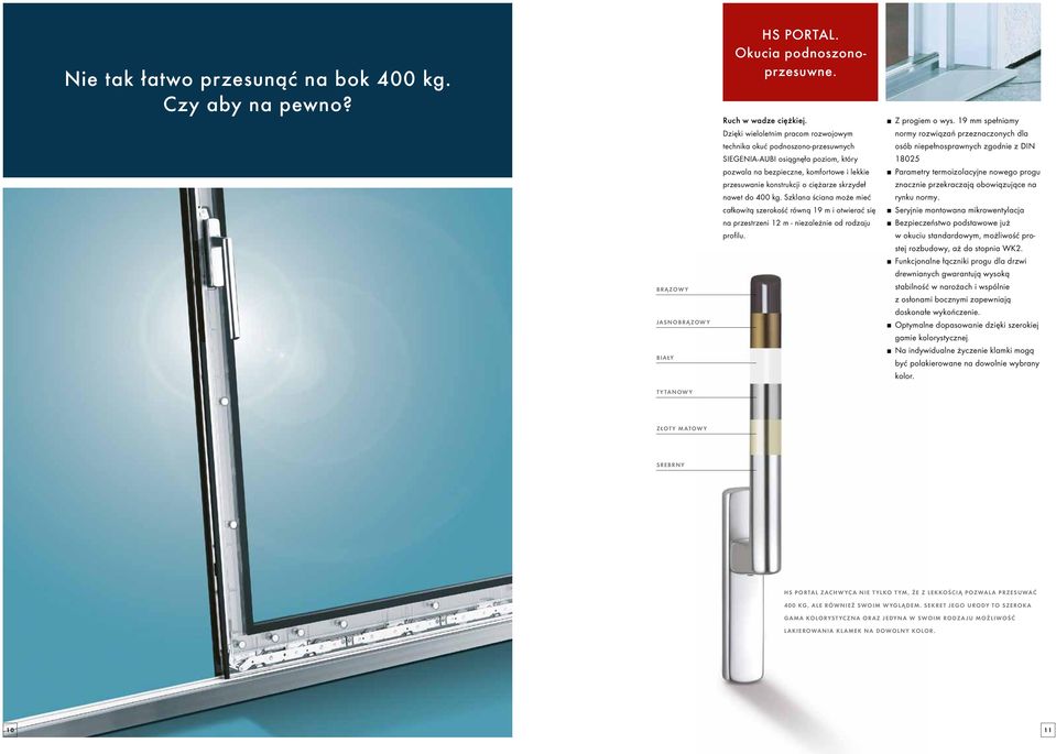 nawet do 400 kg. Szklana ściana może mieć całkowitą szerokość równą 19 m i otwierać się na przestrzeni 12 m - niezależnie od rodzaju profilu. Z progiem o wys.