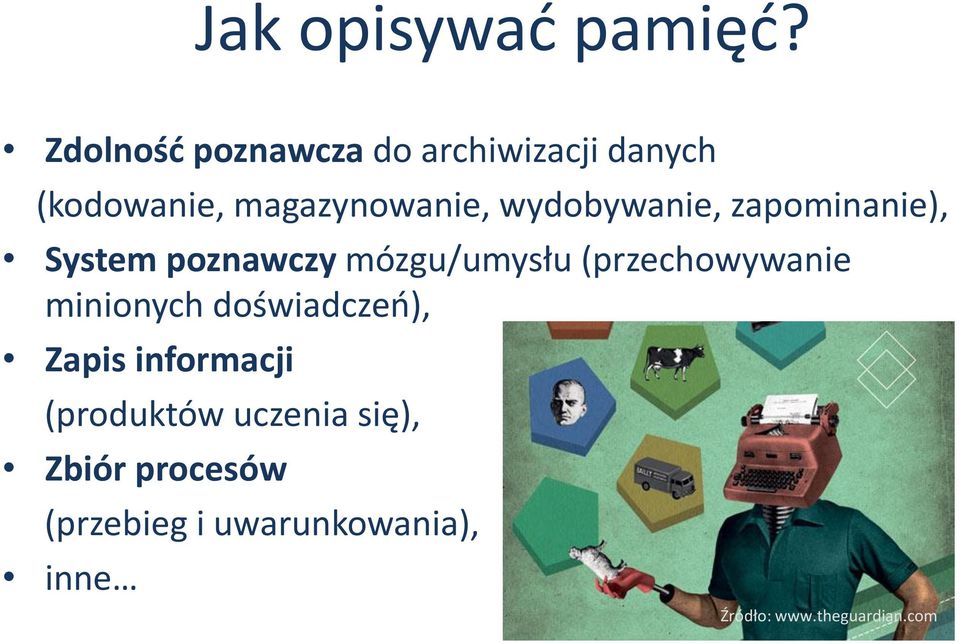 wydobywanie, zapominanie), System poznawczy mózgu/umysłu (przechowywanie