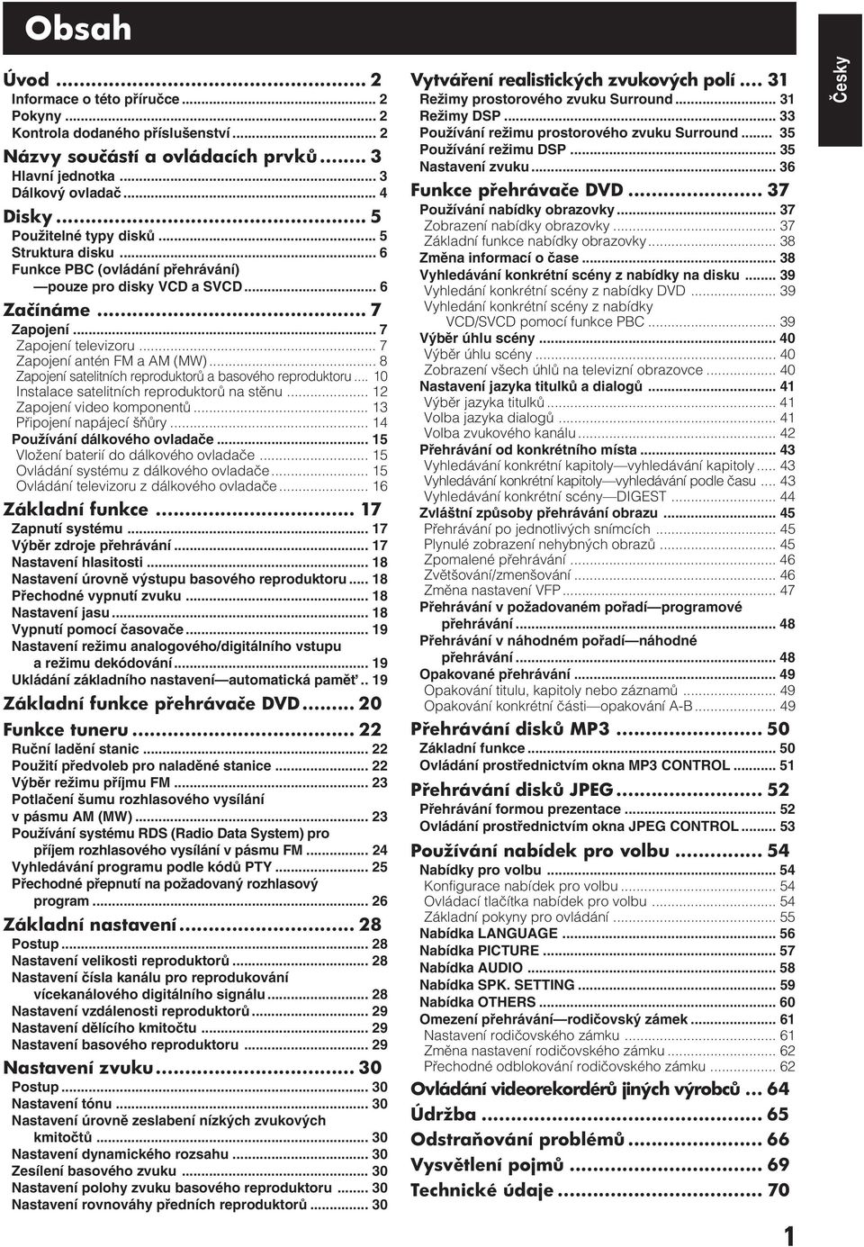 .. 8 Zapojení satelitních reproduktorû a basového reproduktoru... 10 Instalace satelitních reproduktorû na stûnu... 12 Zapojení video komponentû... 13 Pfiipojení napájecí ÀÛry.