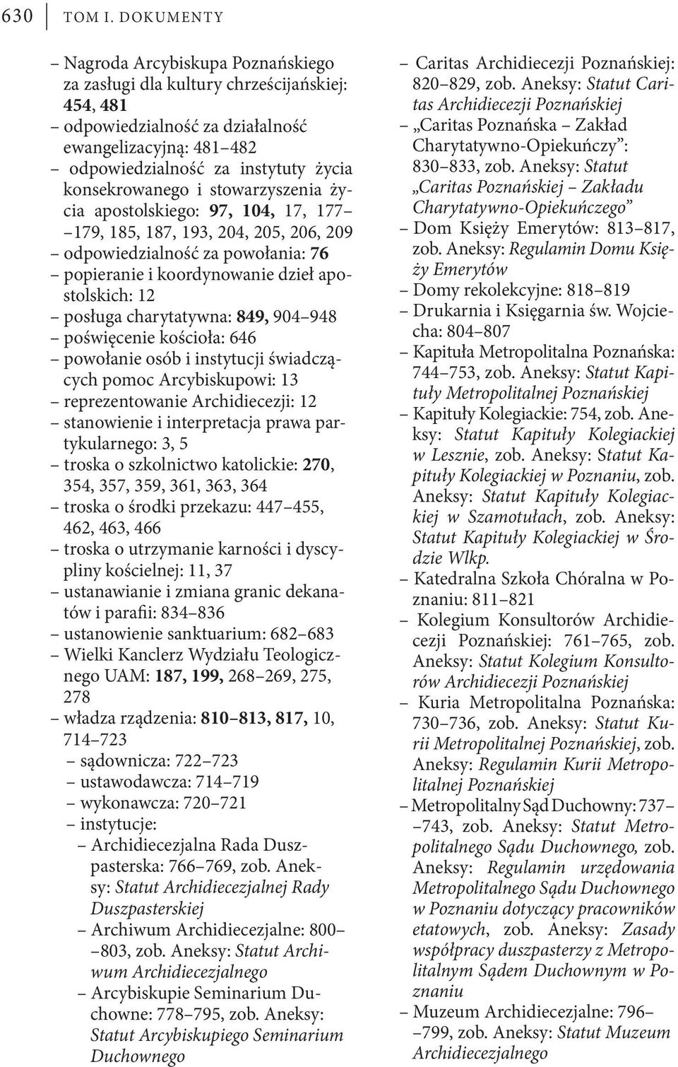 konsekrowanego i stowarzyszenia życia apostolskiego: 97, 104, 17, 177 179, 185, 187, 193, 204, 205, 206, 209 odpowiedzialność za powołania: 76 popieranie i koordynowanie dzieł apostolskich: 12