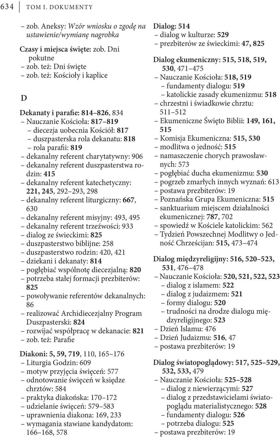 charytatywny: 906 dekanalny referent duszpasterstwa rodzin: 415 dekanalny referent katechetyczny: 221, 245, 292 293, 298 dekanalny referent liturgiczny: 667, 630 dekanalny referent misyjny: 493, 495