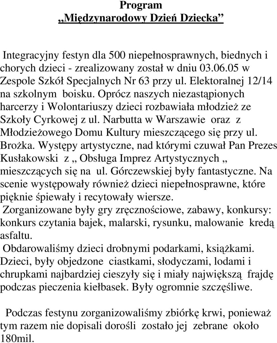 Narbutta w Warszawie oraz z Młodzieżowego Domu Kultury mieszczącego się przy ul. Brożka.