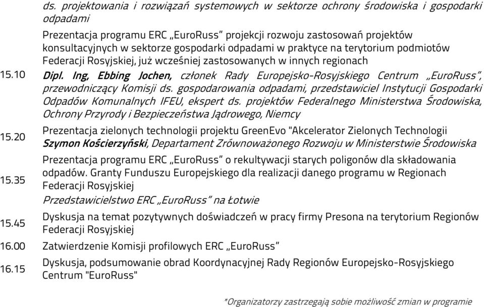 gospodarki odpadami w praktyce na terytorium podmiotów Federacji Rosyjskiej, już wcześniej zastosowanych w innych regionach Dipl.