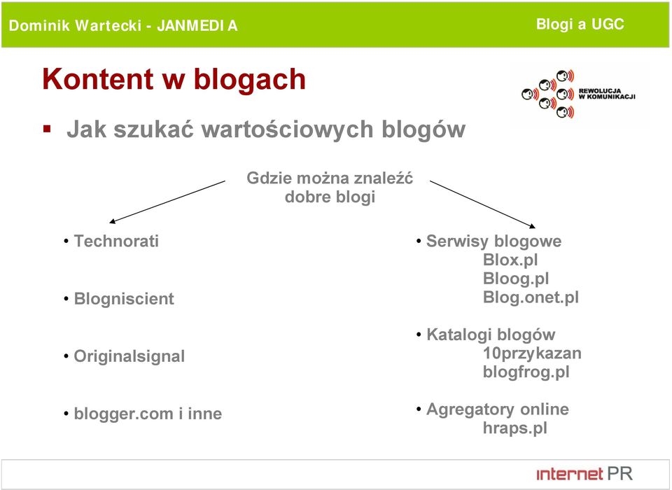 blogger.com i inne Serwisy blogowe Blox.pl Bloog.pl Blog.onet.