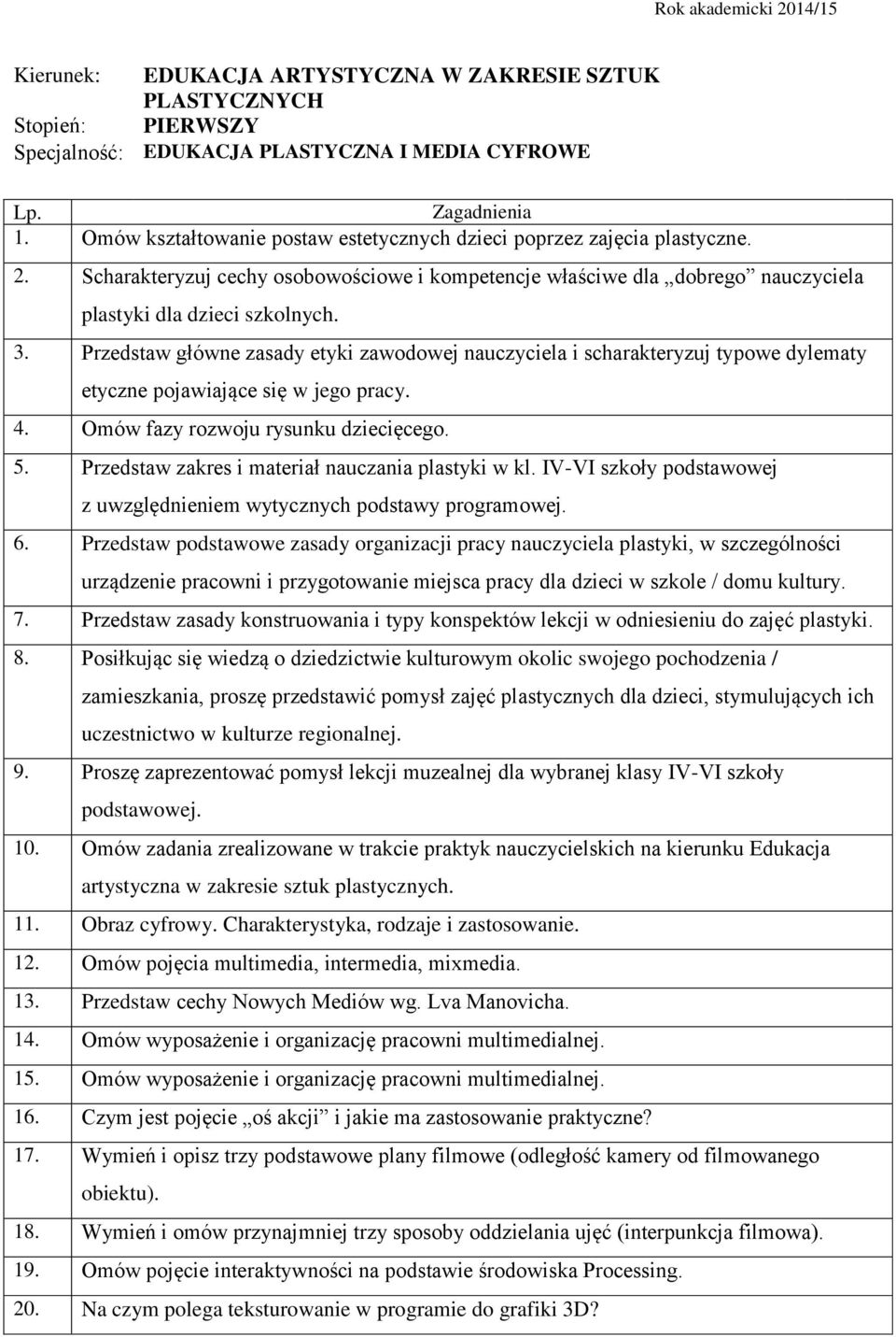 Przedstaw główne zasady etyki zawodowej nauczyciela i scharakteryzuj typowe dylematy etyczne pojawiające się w jego pracy. 4. Omów fazy rozwoju rysunku dziecięcego. 5.