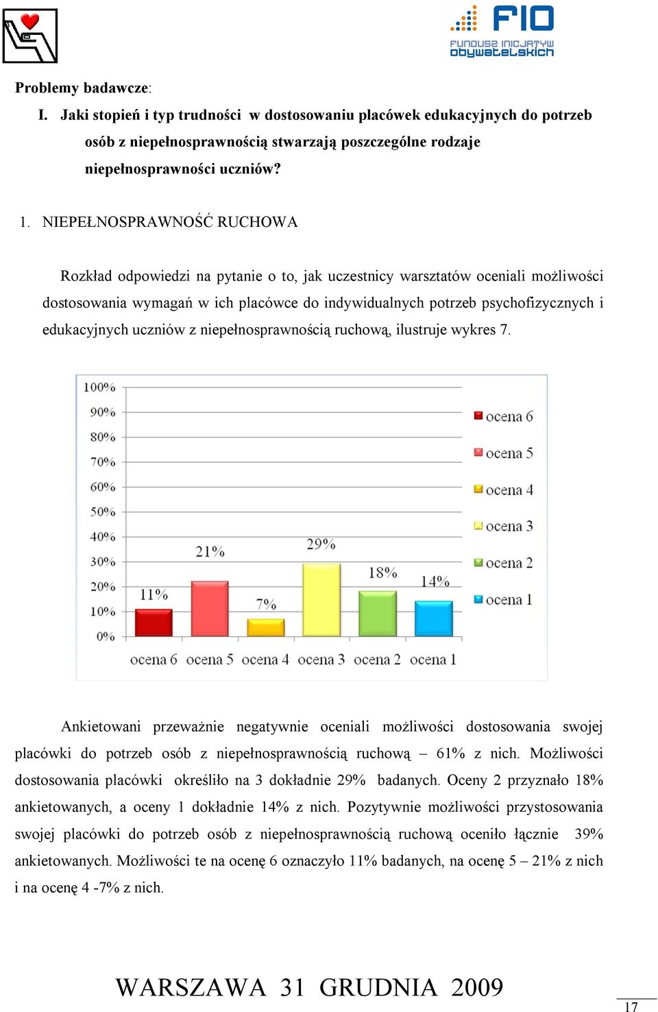 edukacyjnych uczniów z niepełnosprawnością ruchową, ilustruje wykres 7.