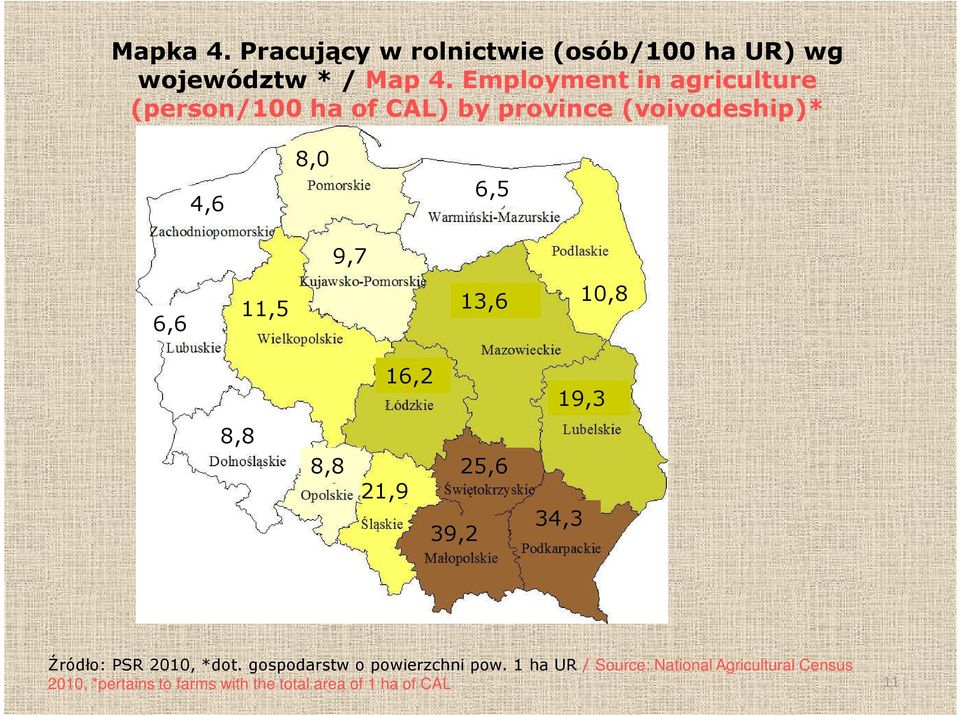 11,5 13,6 10,8 16,2 19,3 8,8 8,8 21,9 25,6 39,2 34,3 Źródło: PSR 2010, *dot.