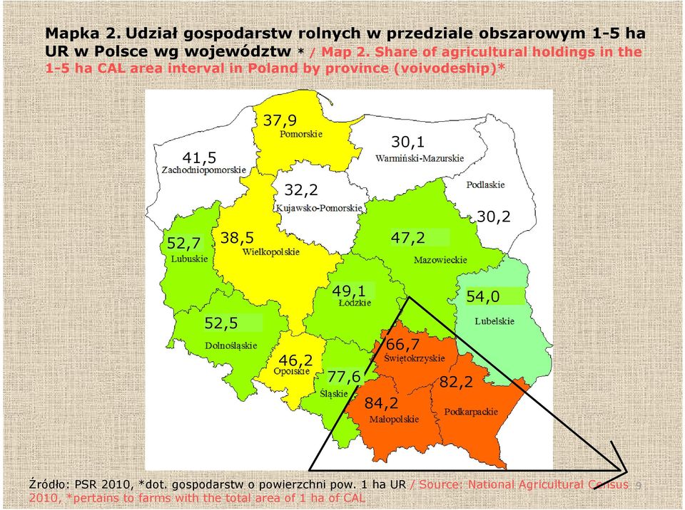 30,1 32,2 52,7 38,5 47,2 30,2 49,1 54,0 52,5 46,2 66,7 77,6 84,2 82,2 Źródło: PSR 2010, *dot.