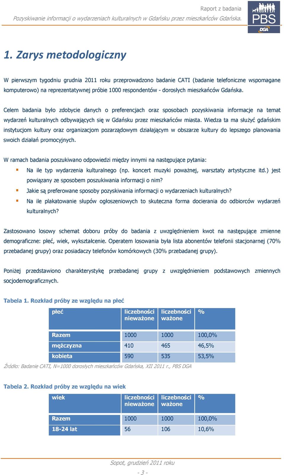 Wiedza ta ma słuŝyć gdańskim instytucjom kultury oraz organizacjom pozarządowym działającym w obszarze kultury do lepszego planowania swoich działań promocyjnych.