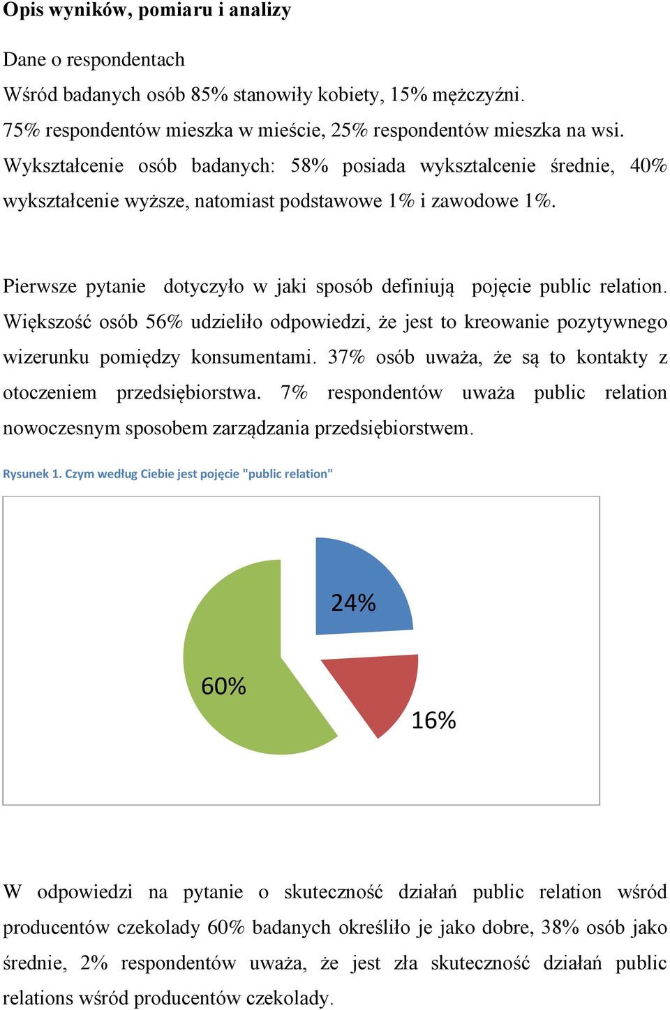 Pierwsze pytanie dotyczyło w jaki sposób definiują pojęcie public relation. Większość osób 56% udzieliło odpowiedzi, że jest to kreowanie pozytywnego wizerunku pomiędzy konsumentami.