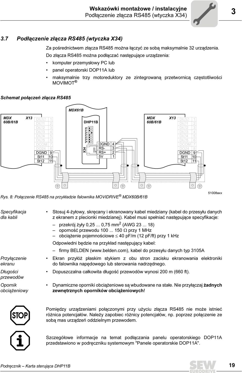 Schemat połączeń złącza RS485 MDX61B MDX 6B/61B X13 D MDX X13 D D 1 2 DHP11B 6B/61B D 1 2 D 2 D 3 3 4 2 2 1 2 2 D 2 D 3 3 4 2 D 4 5 3 2 D 4 5 4 D 5 6 2 5 D 5 6 2 DCOM 7 6 DGND 4 DCOM 7 DO24 8 RS- 3