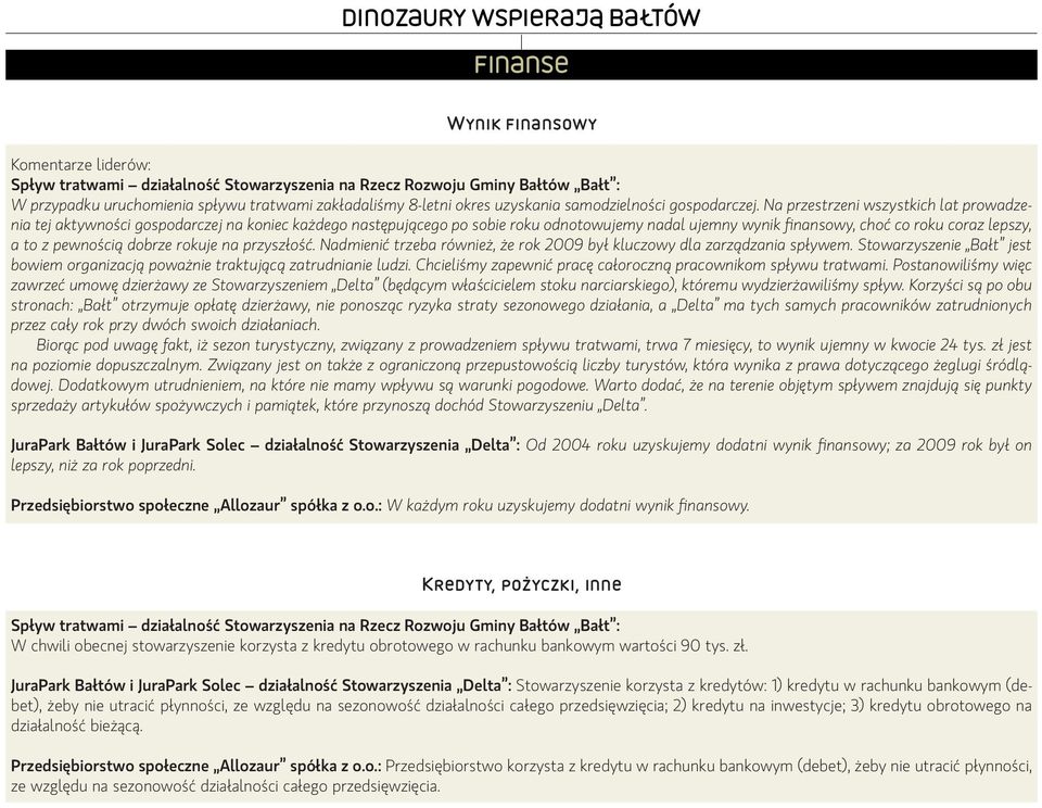 Na przestrzeni wszystkich lat prowadzenia tej aktywności gospodarczej na koniec każdego następującego po sobie roku odnotowujemy nadal ujemny wynik finansowy, choć co roku coraz lepszy, a to z